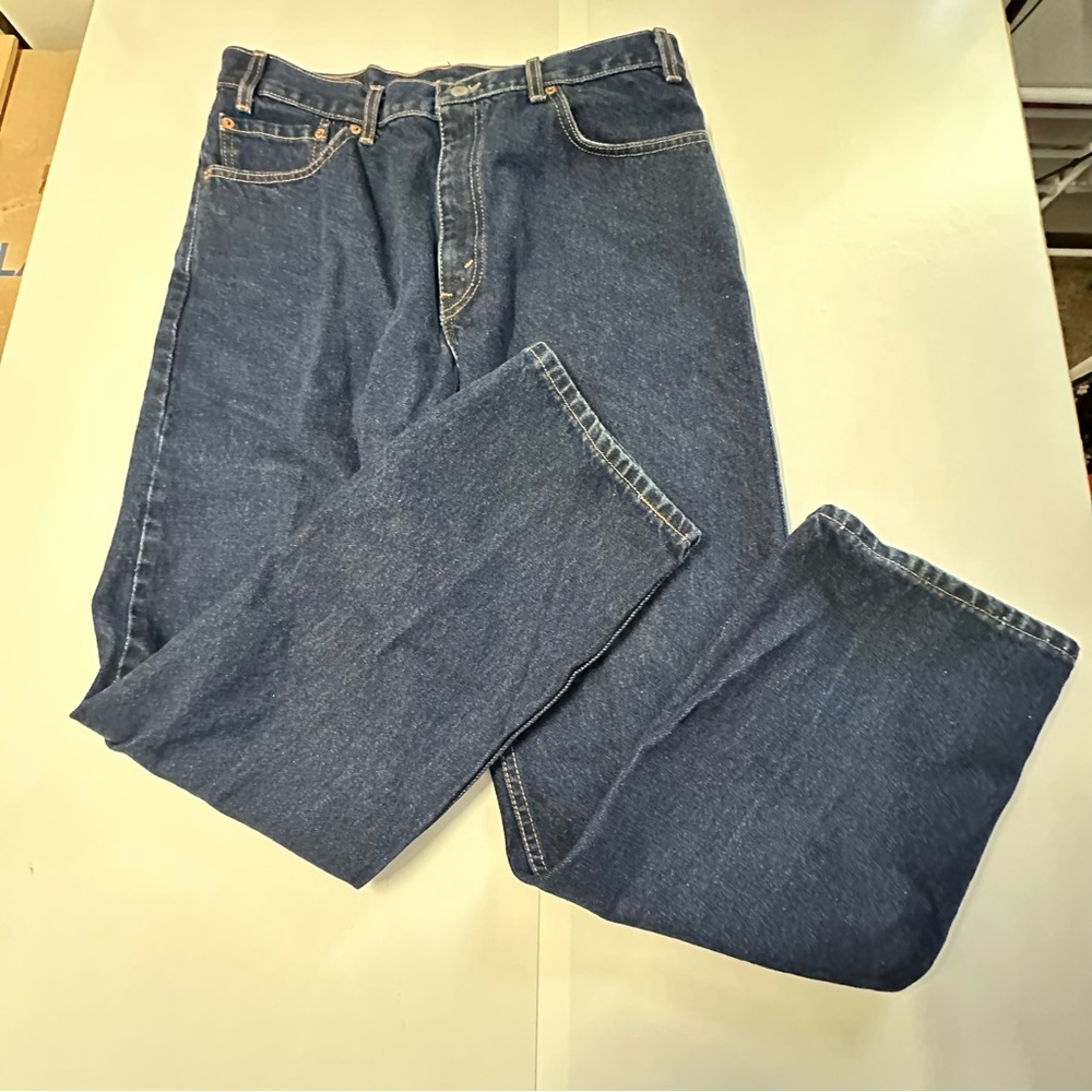 Levi’s men’s 36/30 505 denim jeans dark wash with front zip straight leg - Picture 4 of 10